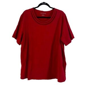 Catherines Suprema Collection Red Top Women's Size 1X (18-20W) Sheer Panels